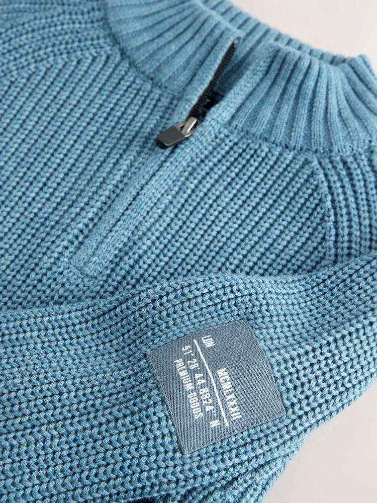Blue Utility Zip Neck Knitted Jumper (3-16yrs) - Image 8 of 8