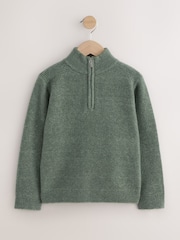 Green Knitted Zip Neck Jumper (3-16yrs) - Image 1 of 4