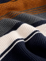 Navy Blue Colourblock Stripe Crew Neck Knitted Jumper (3-16yrs) - Image 4 of 4