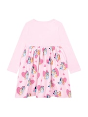 Character Pink Heart Bluey Long Sleeve 100% Cotton Dress - Image 2 of 10