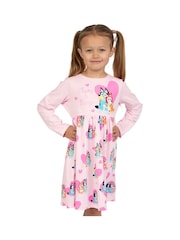 Character Pink Heart Bluey Long Sleeve 100% Cotton Dress - Image 8 of 10