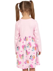 Character Pink Heart Bluey Long Sleeve 100% Cotton Dress - Image 9 of 10