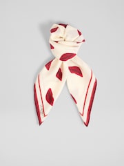LK Bennett Natural Multi Lips Silk Scarf - Image 1 of 2