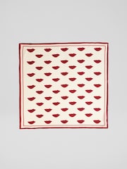 LK Bennett Natural Multi Lips Silk Scarf - Image 2 of 2
