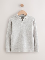 Grey Trophy Neck Knitted Jumper (3-16yrs) - Image 1 of 4