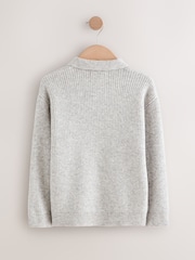 Grey Trophy Neck Knitted Jumper (3-16yrs) - Image 2 of 4
