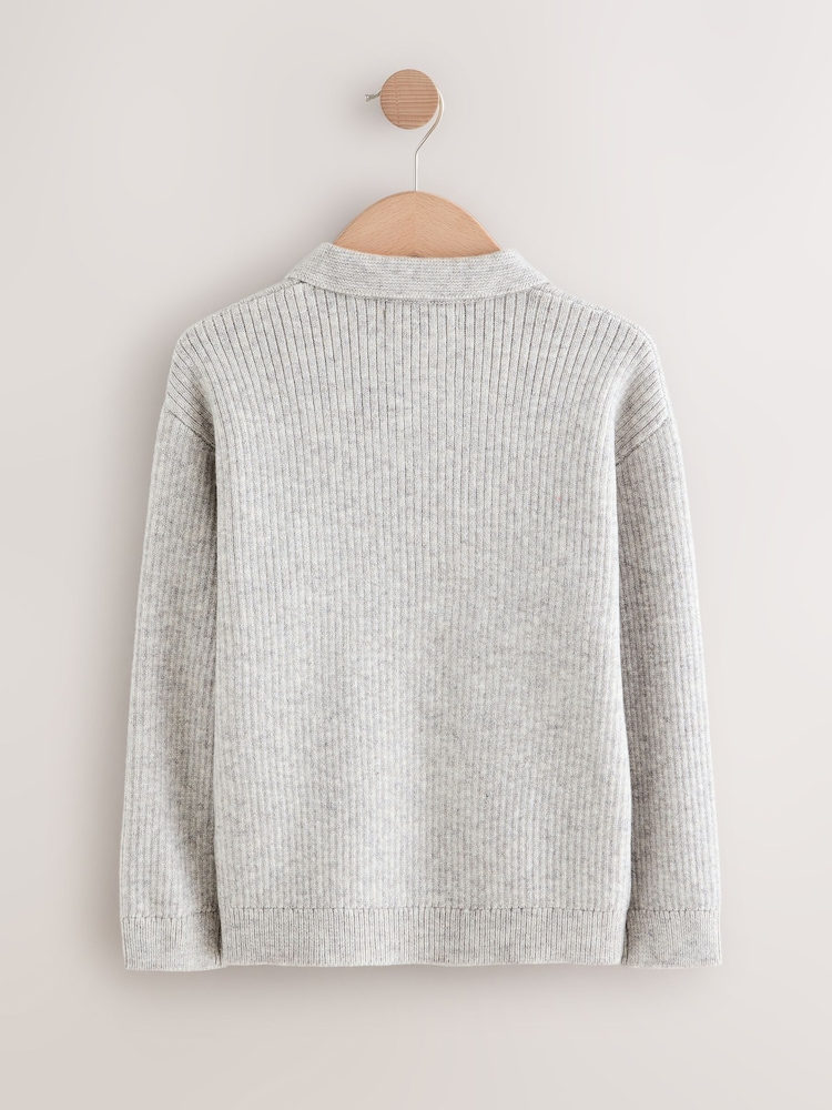 Grey Trophy Neck Knitted Jumper (3-16yrs) - Image 2 of 4