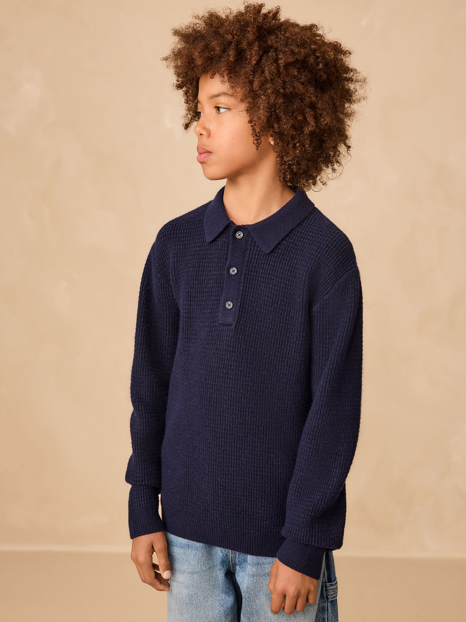 トップス BoTT Button Down Knit Polo (navy) Buy Navy Blue Knitted