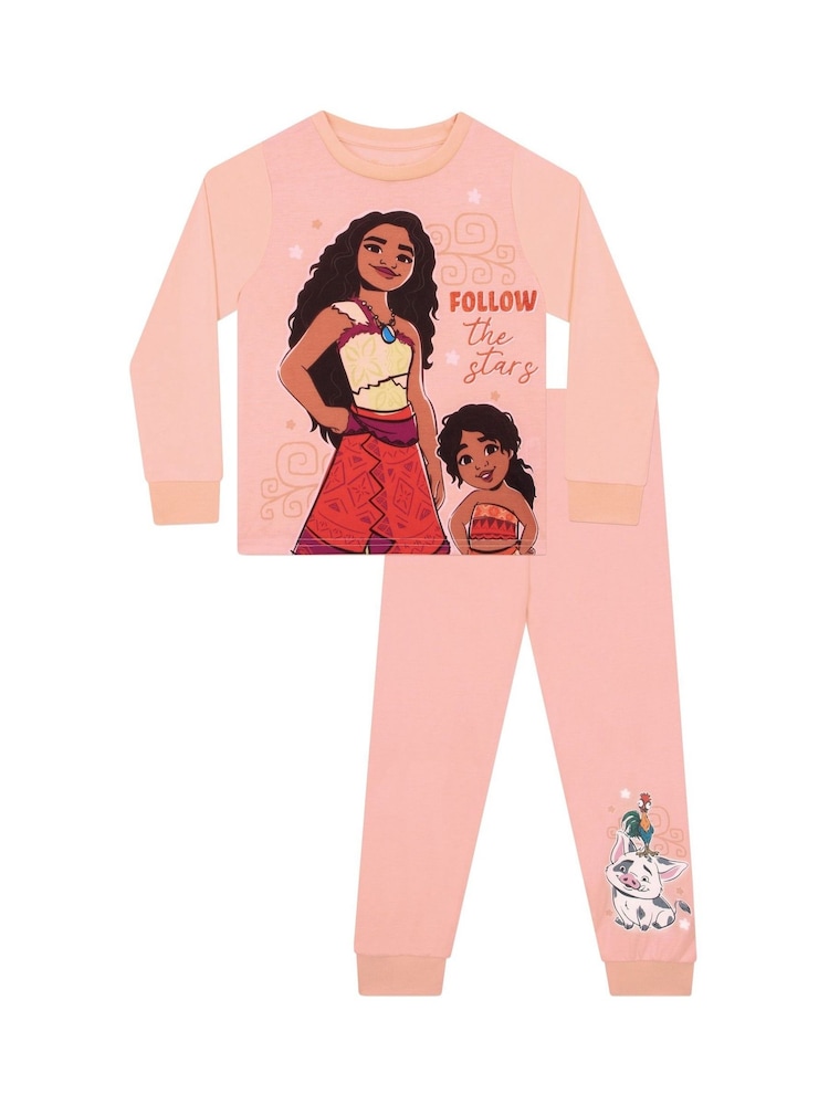 Character Pink Disney Moana 2 Long Sleeve Pyjamas - Image 1 of 11