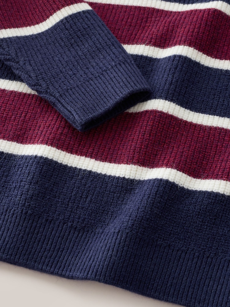 Navy Blue/Burgundy Stripe Knitted Rugby Shirt (3-16yrs) - Image 4 of 4 Navy Blue/Burgundy Stripe Knitted Rugby Shirt (3-16yrs) - Image 4 of 4