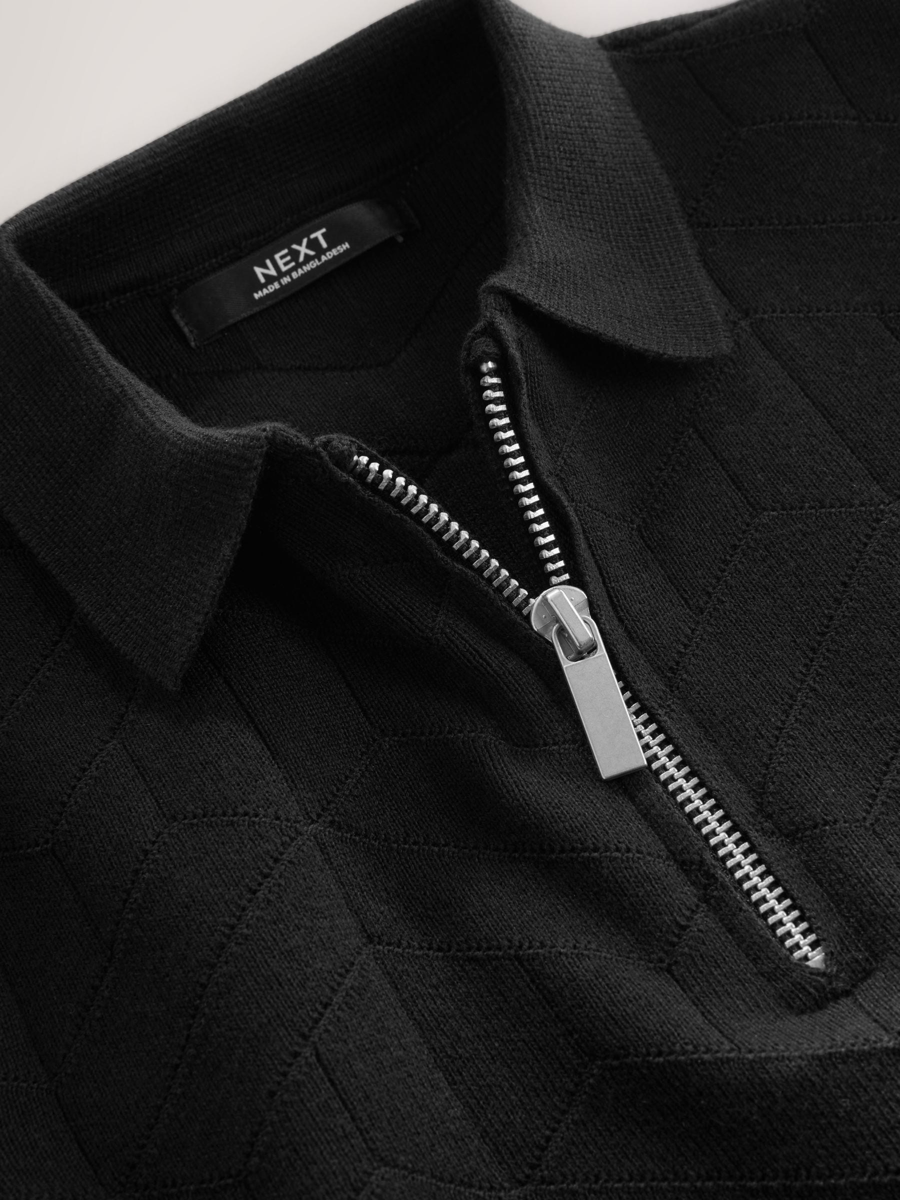 Buy Black Knitted Zip Neck Polo Shirt (3-16yrs) from Next Romania