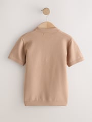 Tan Brown Argyle Knitted Zip Neck Polo Shirt (3-16yrs) - Image 5 of 8