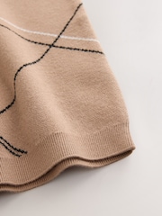 Tan Brown Argyle Knitted Zip Neck Polo Shirt (3-16yrs) - Image 6 of 8