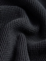 Black Long Sleeve Textured Polo Shirt (3-16yrs) - Image 3 of 4