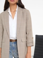 Friends Like These Brown Check Edge to Edge Tailored Sleeve Detail Blazer - Image 3 of 5