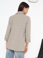 Friends Like These Brown Check Edge to Edge Tailored Sleeve Detail Blazer - Image 4 of 5