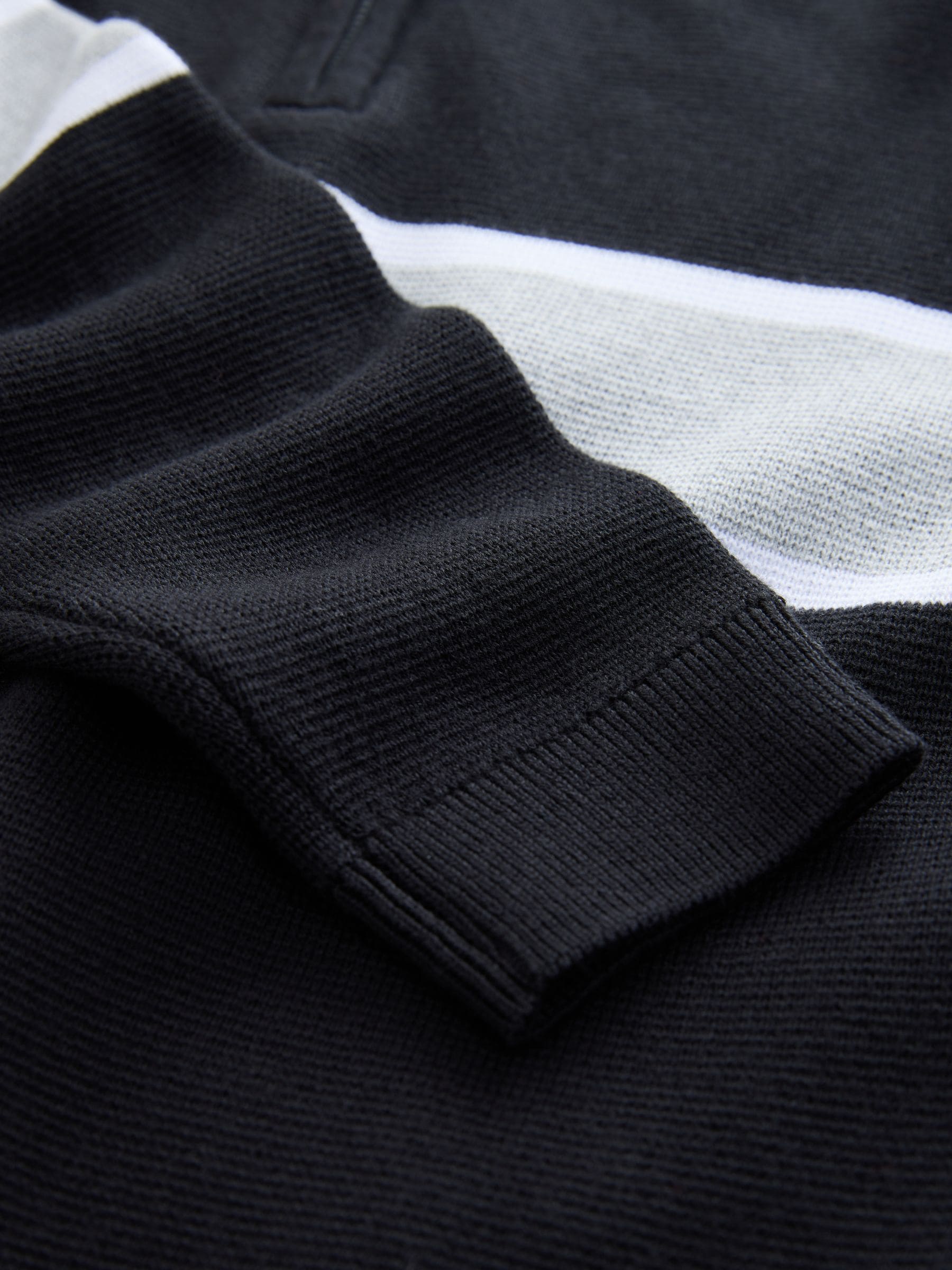 Buy Black Colourblock Zip Neck Knitted Jumper (3-16yrs) from the