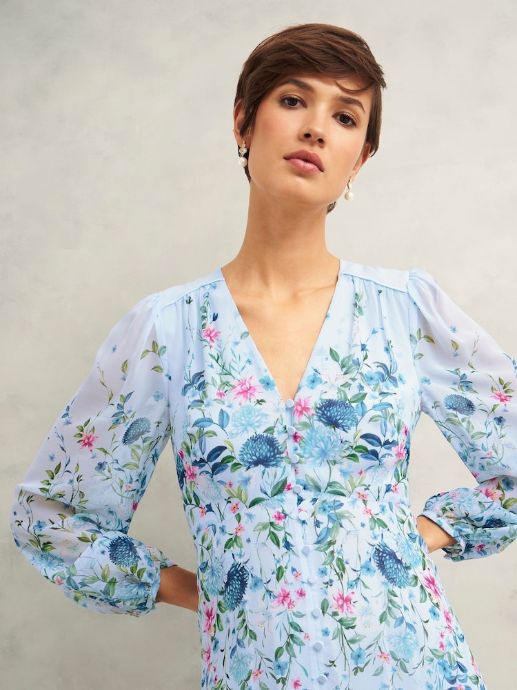 Hobbs Blue Caversham Dress - Image 2 of 2 Hobbs Blue Caversham Dress - Image 2 of 2