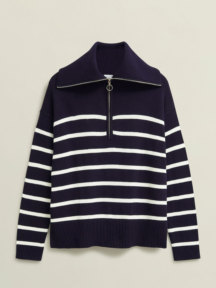 Hobbs Blue Amy Zip Stripe Jumper - Image 5 of 5 Hobbs Blue Amy Zip Stripe Jumper - Image 5 of 5