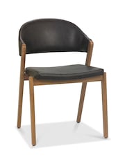 Bentley Designs Set of 2 Brown Camden Rustic Oak Upholstered Chair - Image 2 of 5