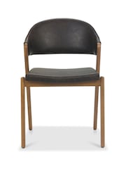 Bentley Designs Set of 2 Brown Camden Rustic Oak Upholstered Chair - Image 3 of 5