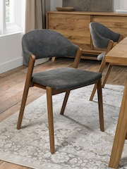 Bentley Designs Grey Camden Rustic Oak Upholstered Chair Set of 2 - Image 1 of 6