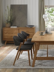 Bentley Designs Grey Camden Rustic Oak Upholstered Chair Set of 2 - Image 2 of 6