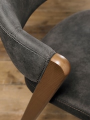 Bentley Designs Grey Camden Rustic Oak Upholstered Chair Set of 2 - Image 3 of 6