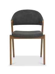 Bentley Designs Grey Camden Rustic Oak Upholstered Chair Set of 2 - Image 5 of 6