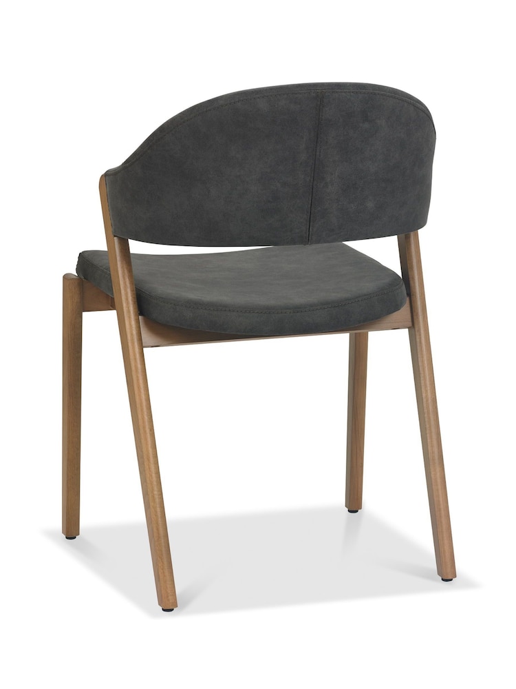 Bentley Designs Grey Camden Rustic Oak Upholstered Chair Set of 2 - Image 6 of 6
