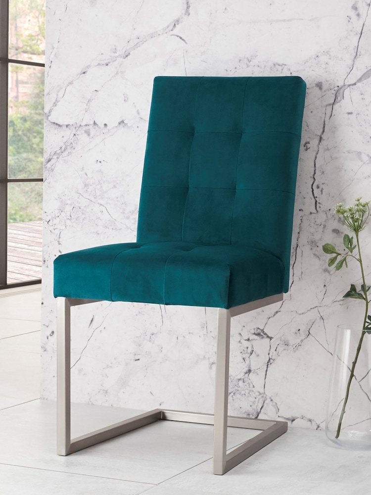 Bentley Designs Green Tivoli Upholstered Cantilever Chair Set of 2 - Image 1 of 5