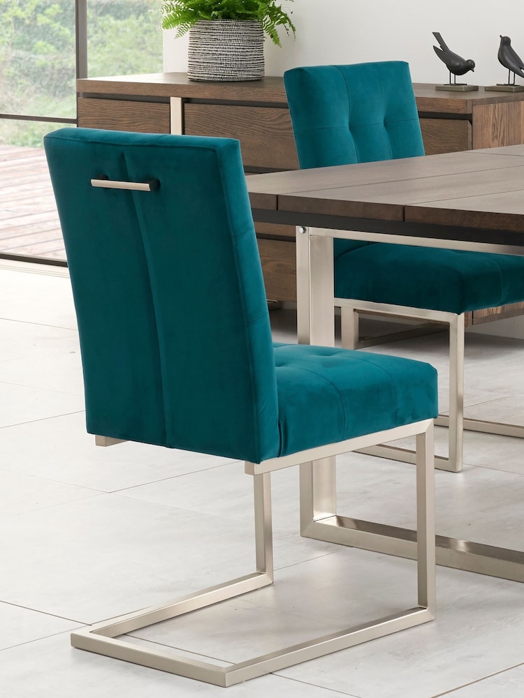 Bentley Designs Green Tivoli Upholstered Cantilever Chair Set of 2 - Image 2 of 5