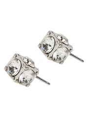 AllSaints Silver Tone Crystal Stud Earrings - Image 2 of 4