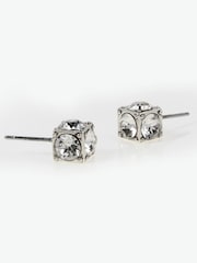 AllSaints Silver Tone Crystal Stud Earrings - Image 3 of 4