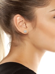 AllSaints Silver Tone Crystal Stud Earrings - Image 4 of 4