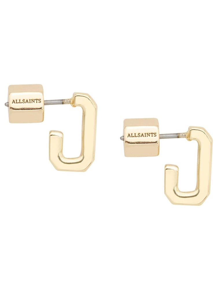 AllSaints Gold Tone Signature Hexagon Link Earrings Set - Image 2 of 7