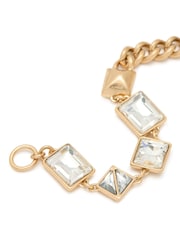 AllSaints Gold Tone Signature Geometric Crystal Link Statement Bracelet - Image 3 of 4