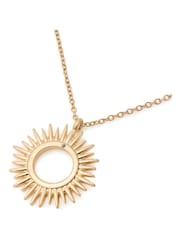AllSaints Gold Tone Sunburst Pendant Necklace - Image 3 of 4