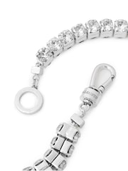 AllSaints Silver Tone Double Crystal Statement Collar Necklace - Image 3 of 3