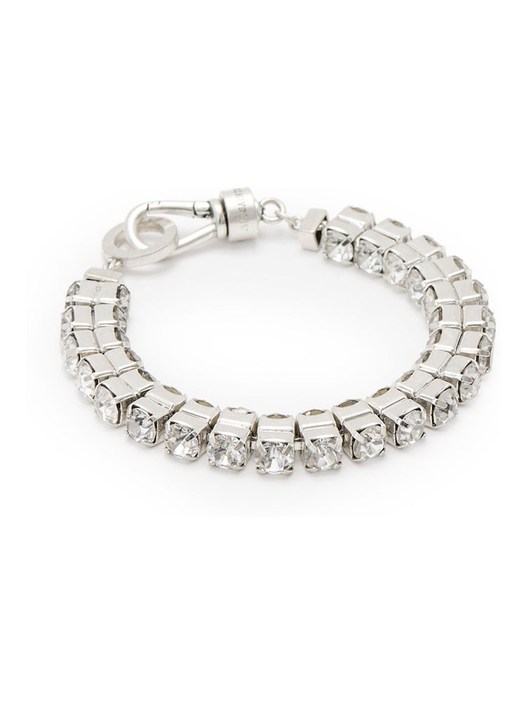 AllSaints Silver Tone Double Crystal Statement Link Bracelet - Image 1 of 4