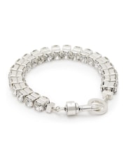 AllSaints Silver Tone Double Crystal Statement Link Bracelet - Image 2 of 4