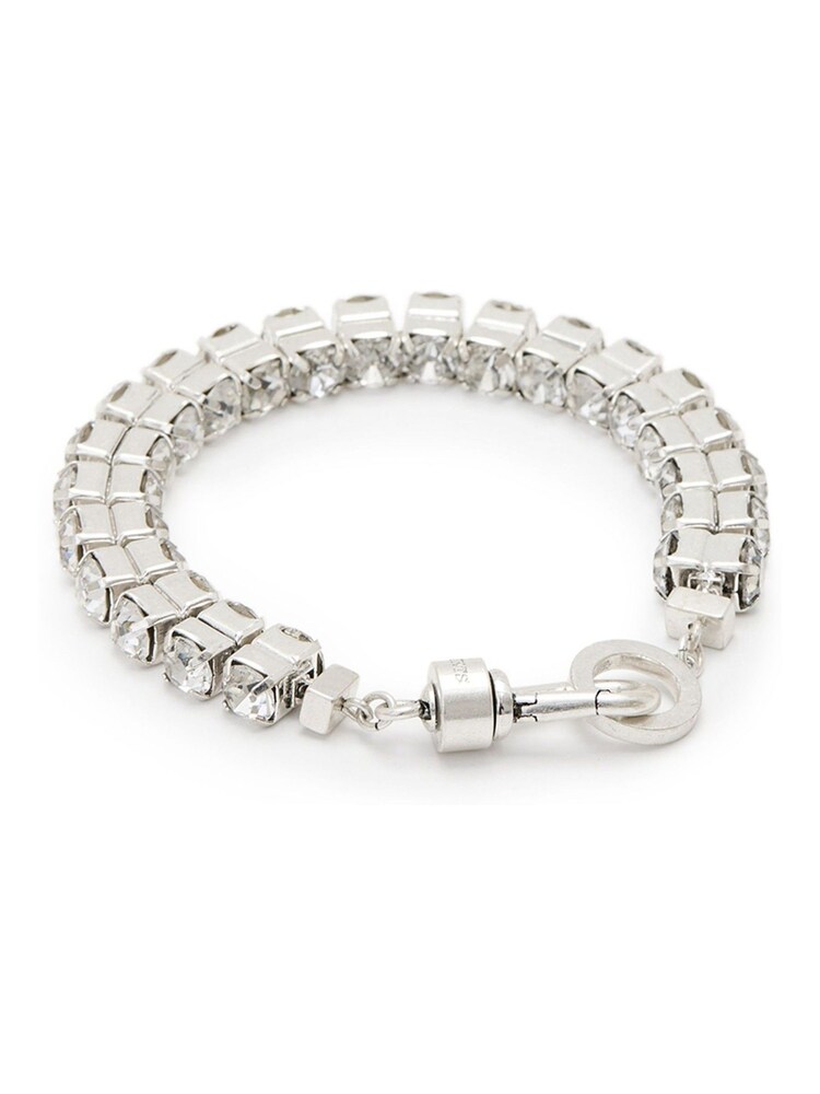 AllSaints Silver Tone Double Crystal Statement Link Bracelet - Image 2 of 4
