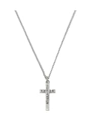 AllSaints Silver Tone Mens Signature Cross Pendant Necklace - Image 3 of 4