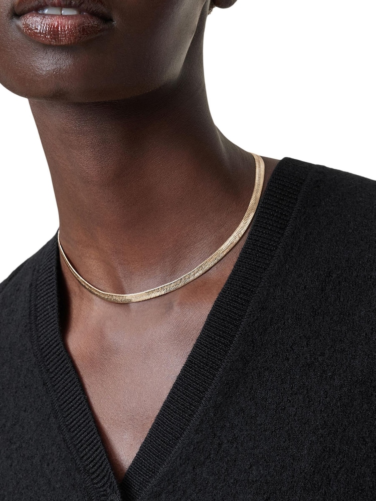 AllSaints Gold Tone Signature Snake Effect Chain Collar Necklace - Image 5 of 5
