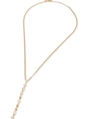 AllSaints Gold Tone Geometric Crystal Y Necklace - Image 1 of 4