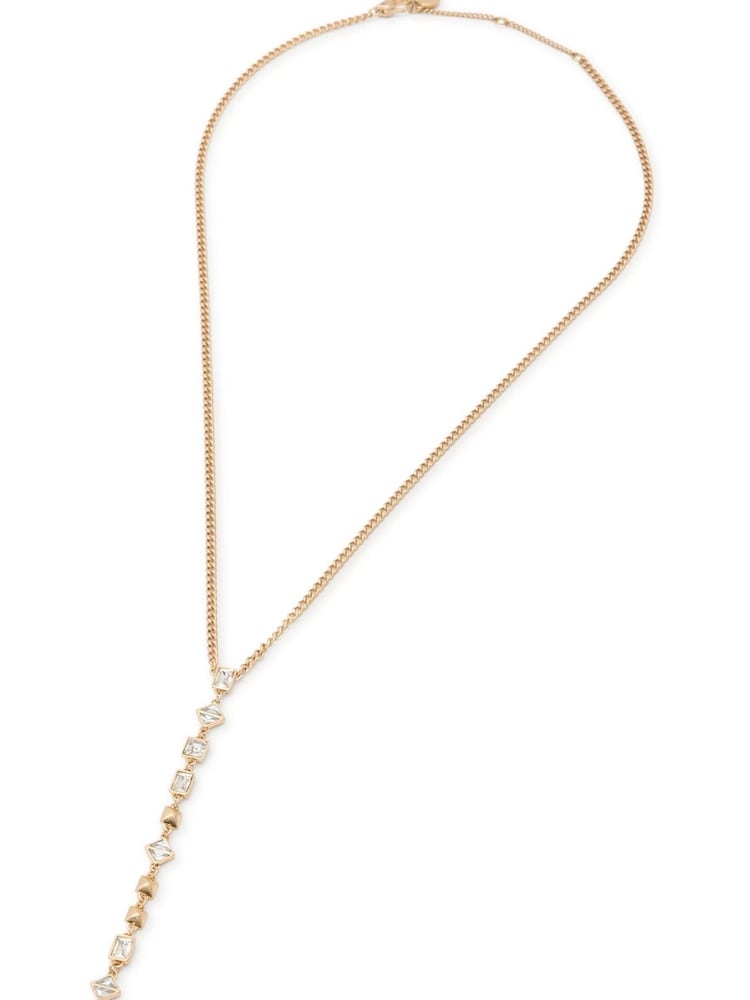 AllSaints Gold Tone Geometric Crystal Y Necklace - Image 1 of 4