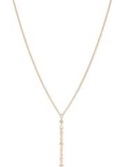 AllSaints Gold Tone Geometric Crystal Y Necklace - Image 2 of 4