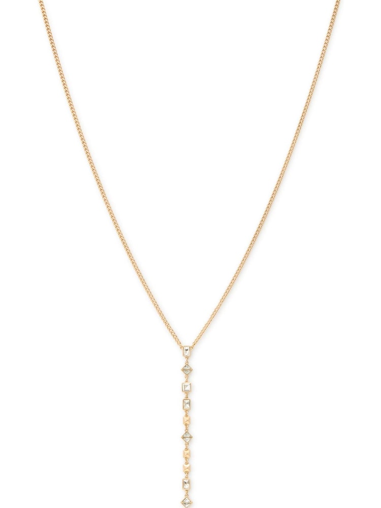 AllSaints Gold Tone Geometric Crystal Y Necklace - Image 2 of 4
