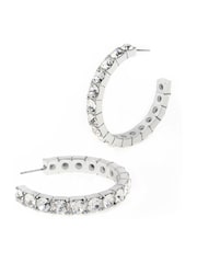 AllSaints Silver Tone Crystal Hoop Earrings - Image 1 of 4