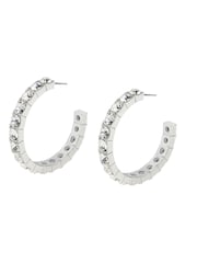 AllSaints Silver Tone Crystal Hoop Earrings - Image 3 of 4